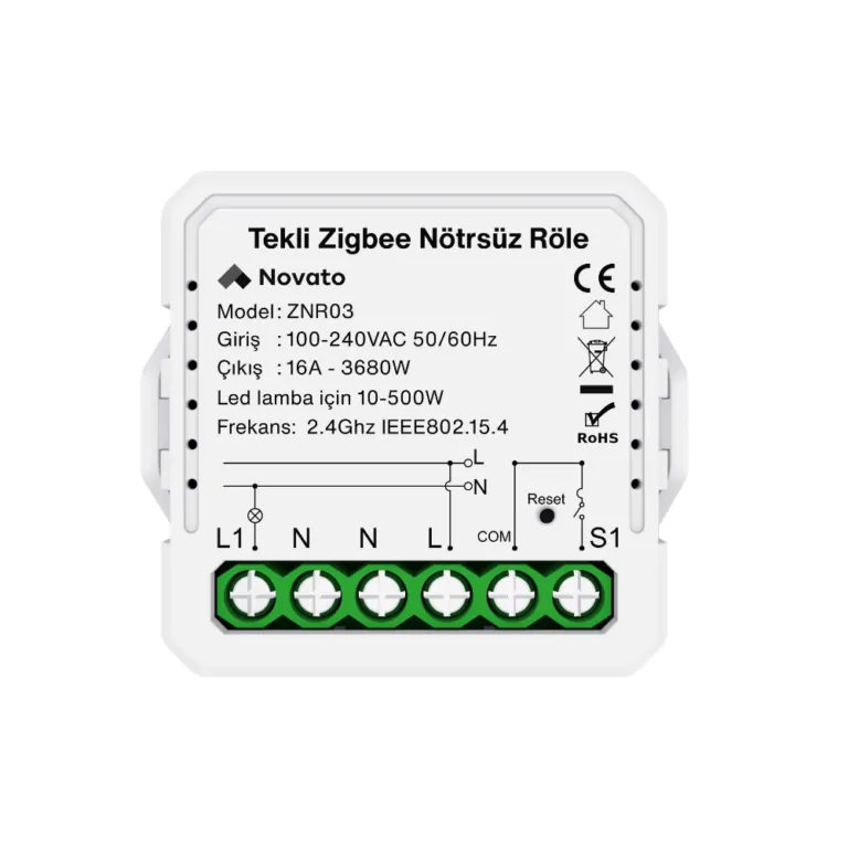 Tuya Smart Zigbee Nötrsüz İki Çıkışlı Röle | Novato Elektronik tanıtım görseli 2
