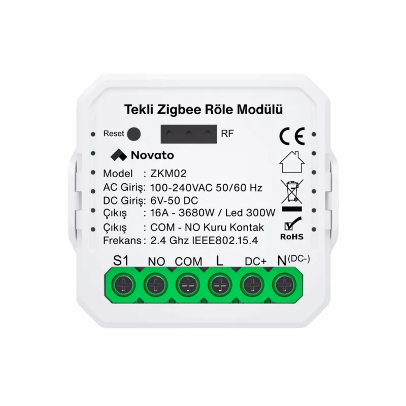 Tuya Smart Zigbee Nötrsüz Tek Çıkışlı Röle | Novato Elektronik tanıtım görseli 1