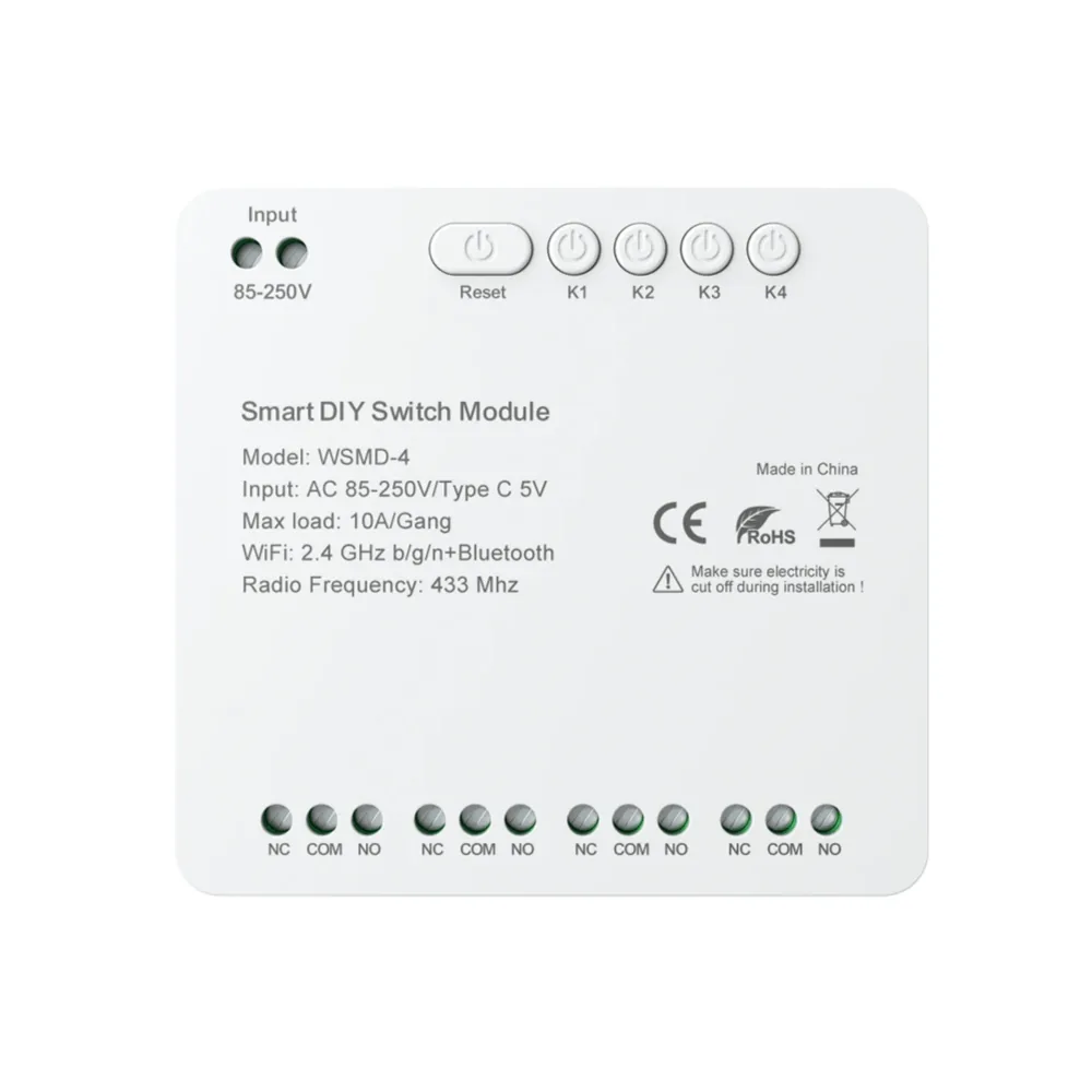 Tuya 4 Çıkışlı WiFi + RF Röle | Novato Elektronik