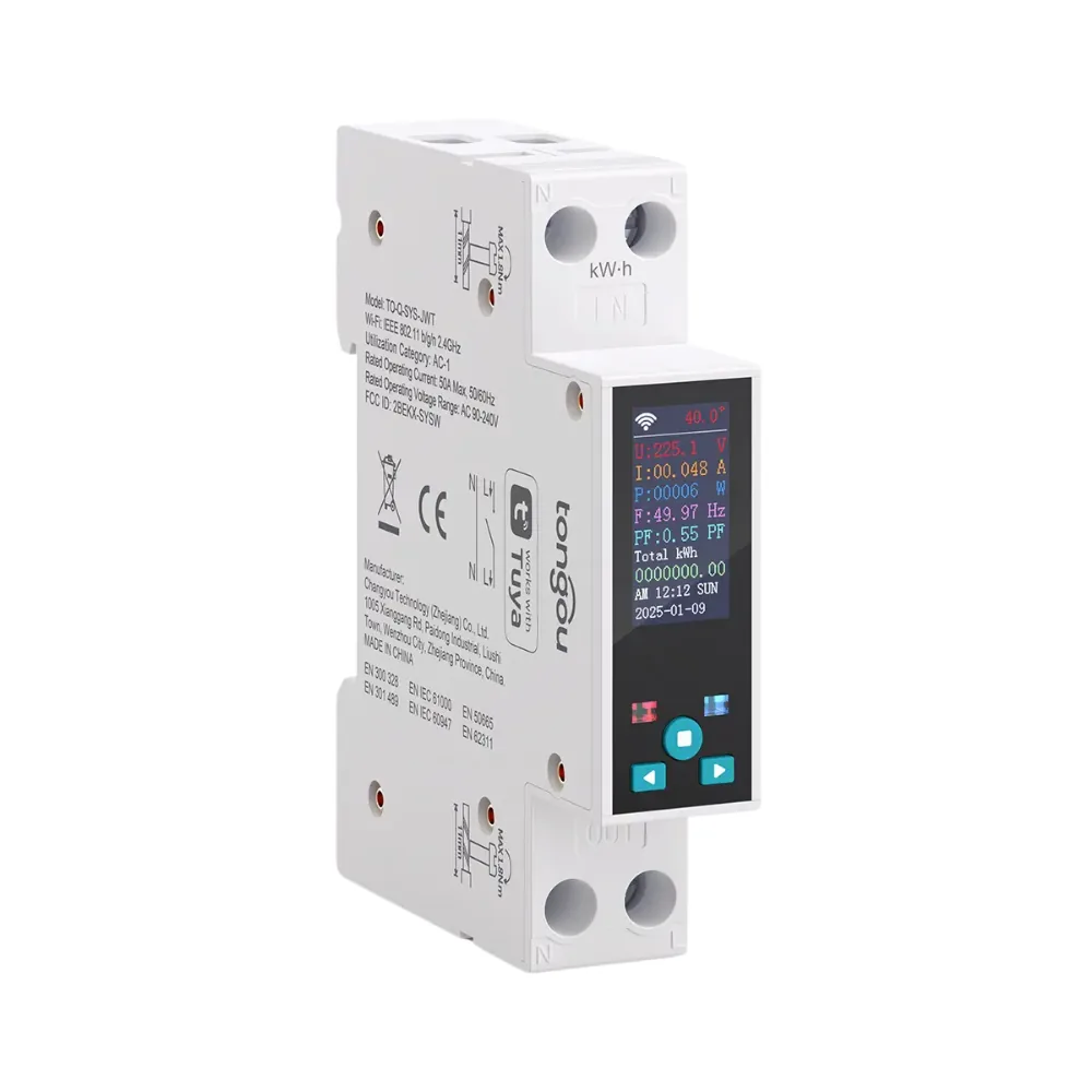 Tuya Smart WiFi 50 Amper Ekranlı Enerji Ölçer Akıllı Sigorta | Novato Elektronik