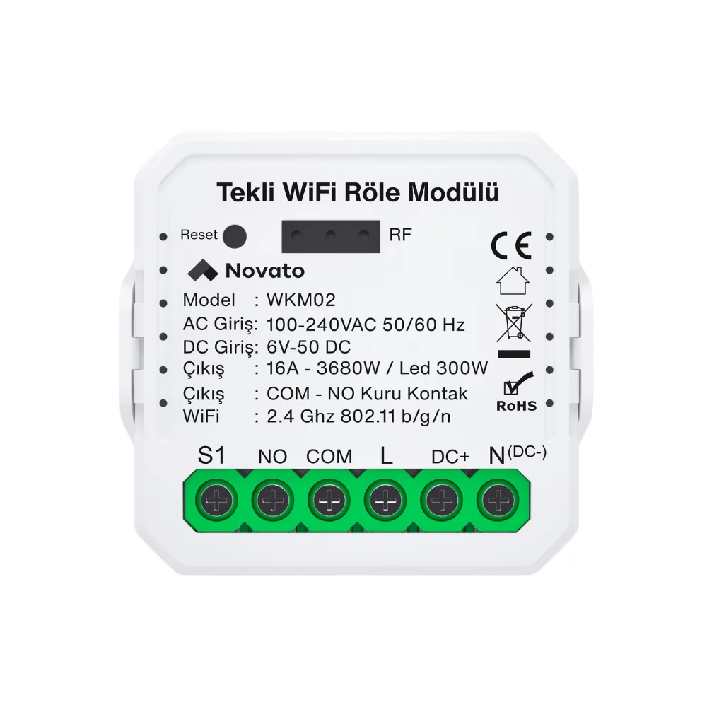 Tuya Smart WiFi AC DC Kuru Kontak Röle | Novato Elektronik