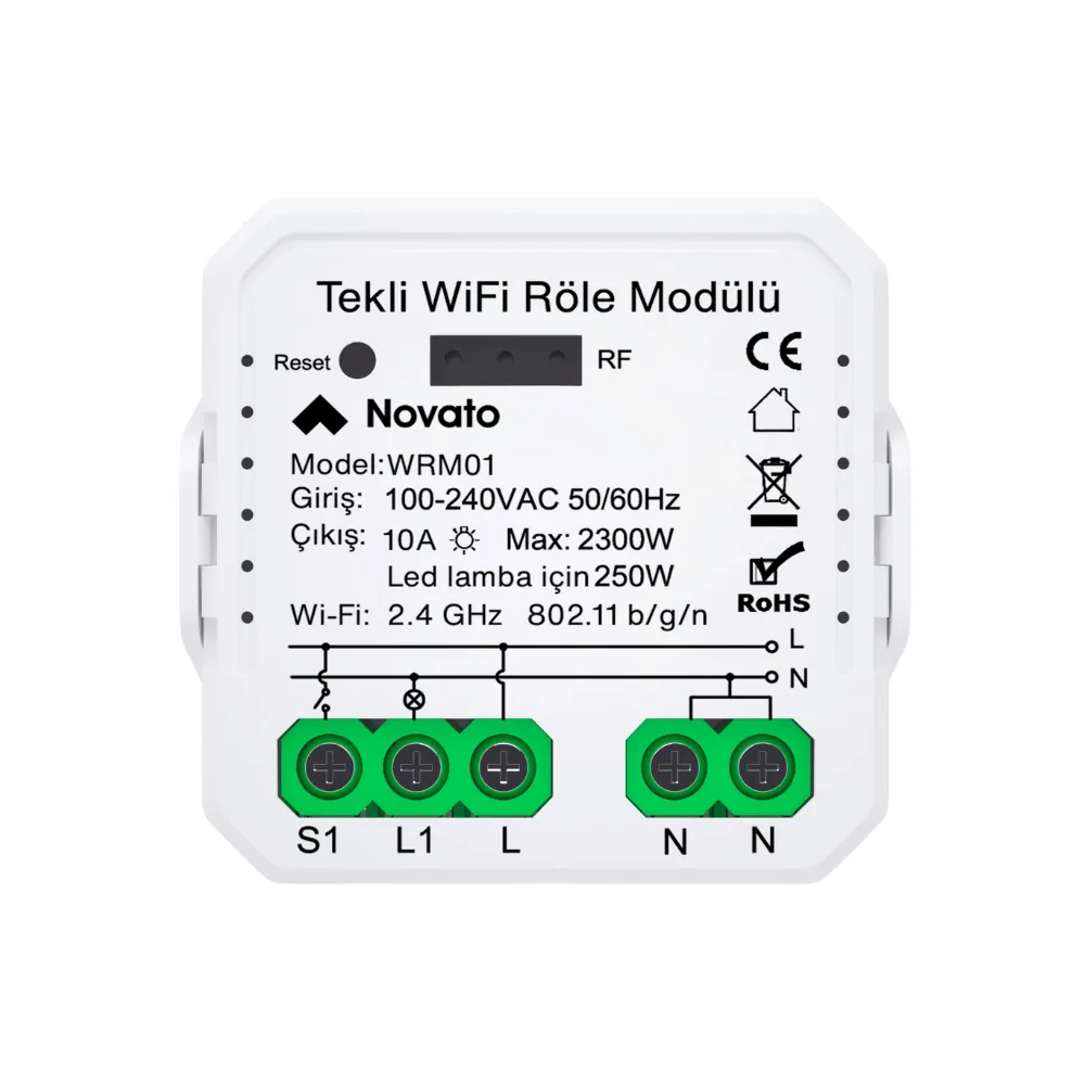 Tuya Smart WiFi Tek Çıkışlı Röle | Novato Elektronik