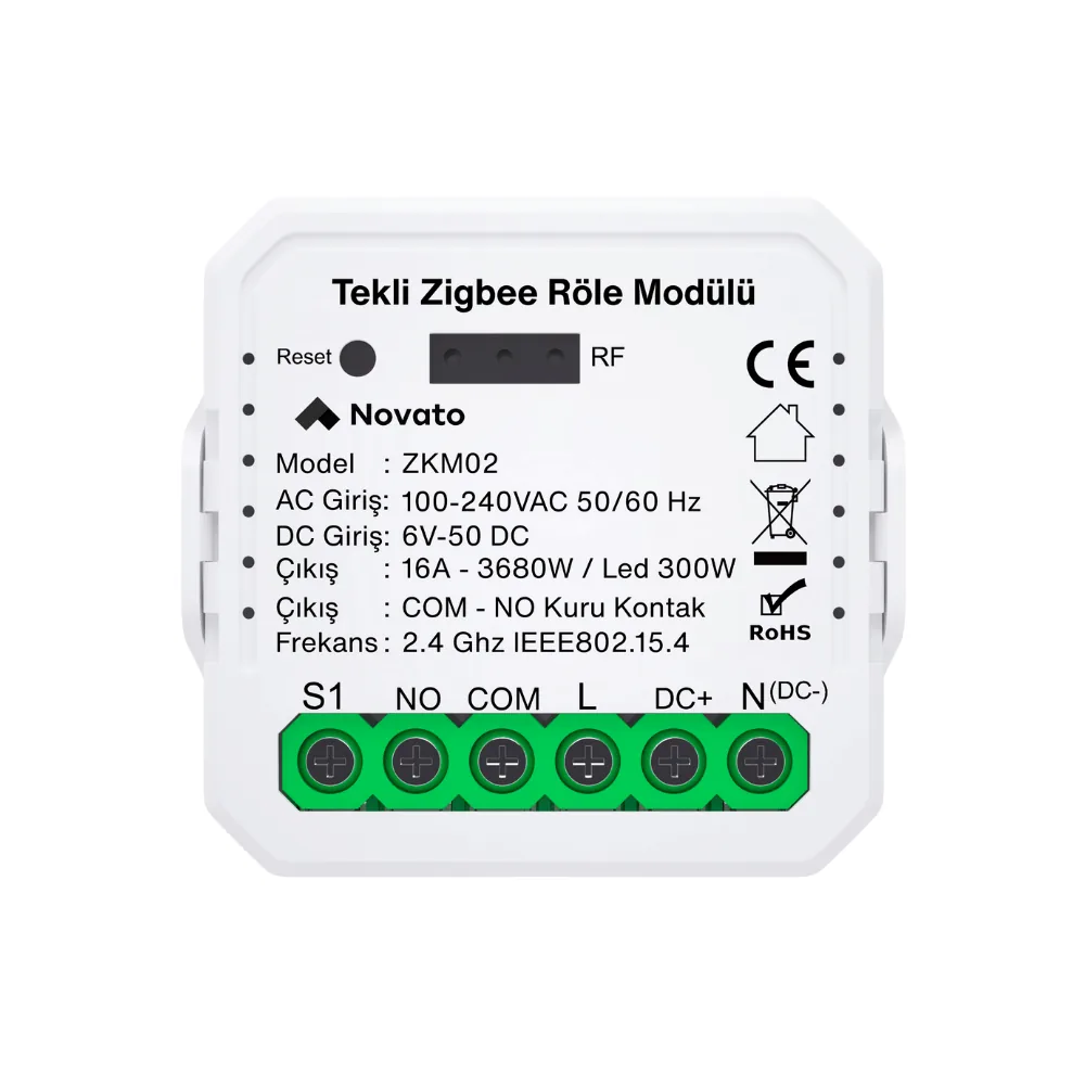 Tuya Smart Zigbee AC DC Kuru Kontak Röle | Novato Elektronik