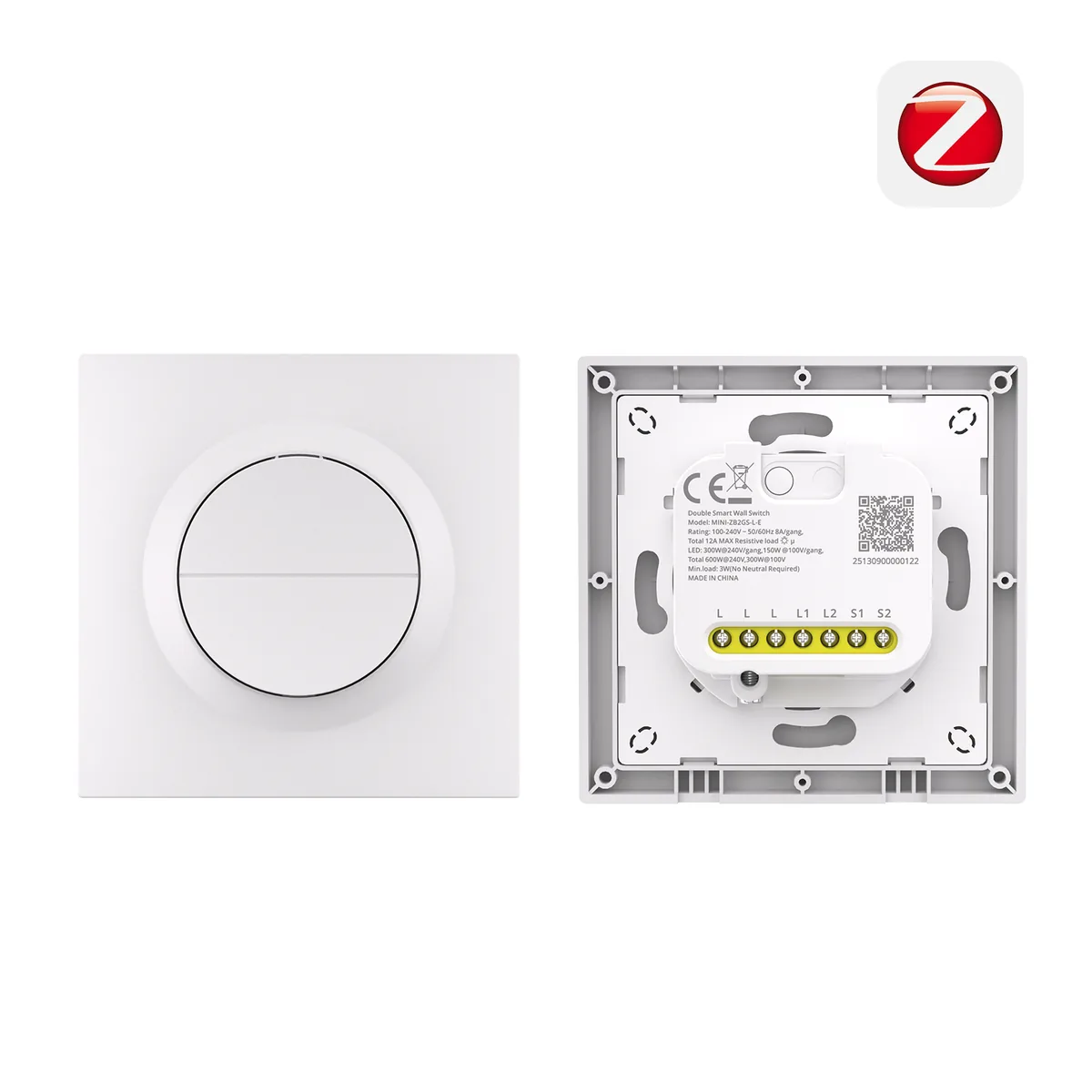 SONOFF Fusion Serisi Orb-ZBW2L Nötrsüz Zigbee 2 Kanallı Akıllı Duvar Anahtarı | MINI-ZB2GS-L-E